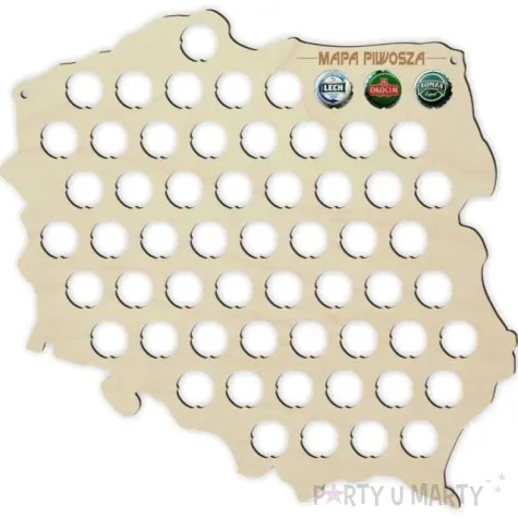 dekoracja na kapsle mapa piwosza drewno 41x40 cm