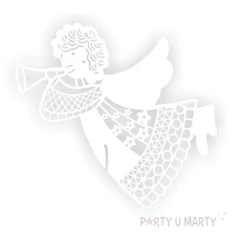 dekoracja na kieliszki aniolek art biala 6 szt