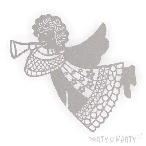 dekoracja na kieliszki aniolek art srebrna 6 szt