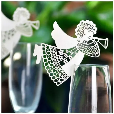 dekoracja na kieliszki aniolek art zlota 6 szt