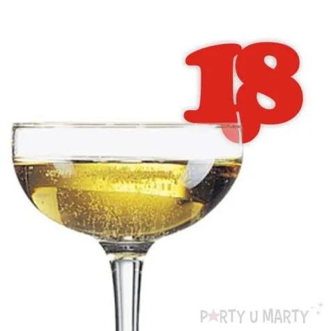 dekoracja na kieliszki urodziny 18 czerwona 10 szt