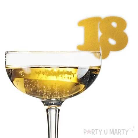 dekoracja na kieliszki urodziny 18 zlota 10 szt