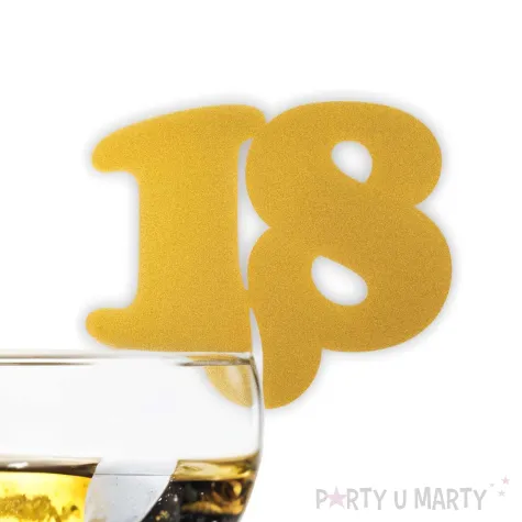 dekoracja na kieliszki urodziny 18 zlota 10 szt
