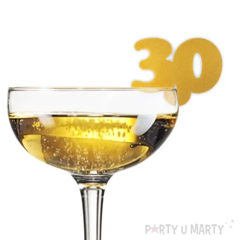 dekoracja na kieliszki urodziny 30 zlota 10 szt