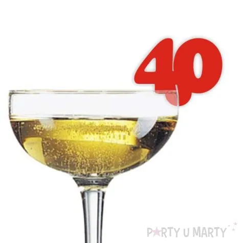 dekoracja na kieliszki urodziny 40 czerwona 10 szt