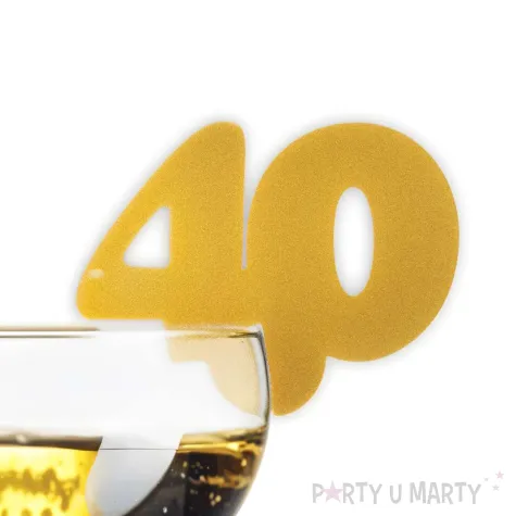 dekoracja na kieliszki urodziny 40 zlota 10 szt