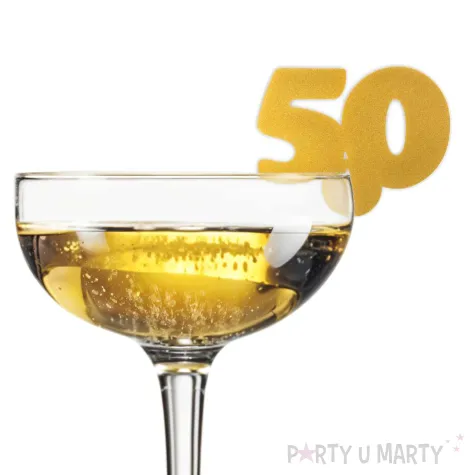 dekoracja na kieliszki urodziny 50 zlota 10 szt