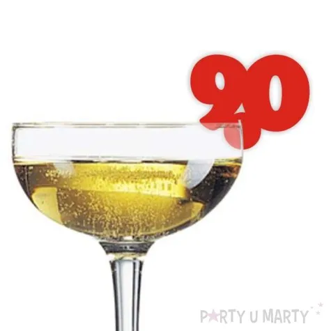 dekoracja na kieliszki urodziny 90 czerwona 10 szt