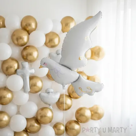 dekoracja na komunie chrzest wesele balon foliowy xl golebica biala 39 shp
