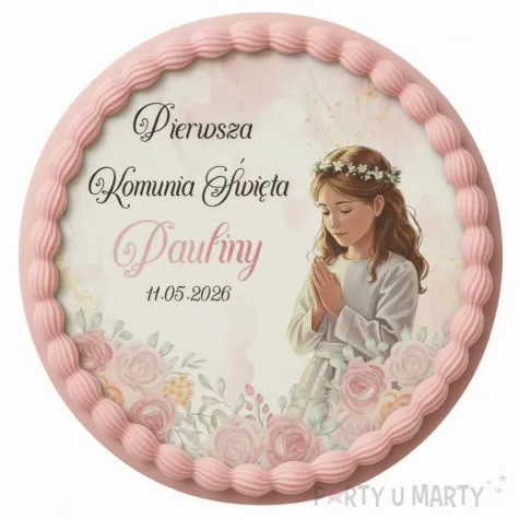 dekoracja na komunie swieta personalizowany oplatek na tort dziewczynka w albie imie 1 8