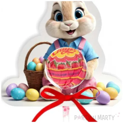 dekoracja na lizaka krolik i pisanki prezent na wielkanoc upominek na zajaca 5 szt