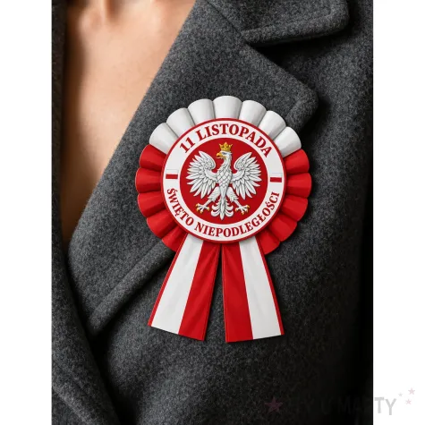 dekoracja na marsz swieto niepodleglosci 11 listopada kotylion naklejka polska flaga godlo x8