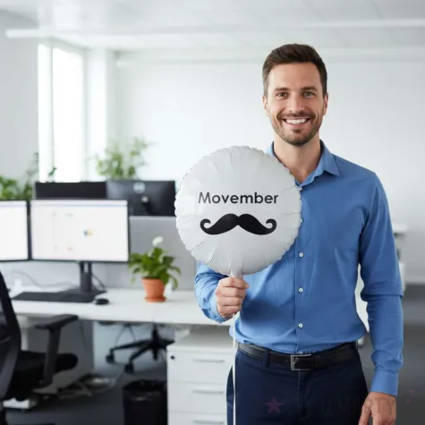 dekoracja na movember balon foliowy wasy bialy do girlandy 18 rnd