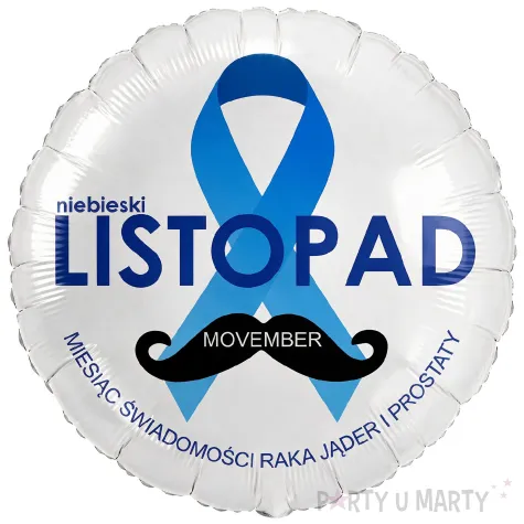 dekoracja na movember niebieski listopad balon foliowy
