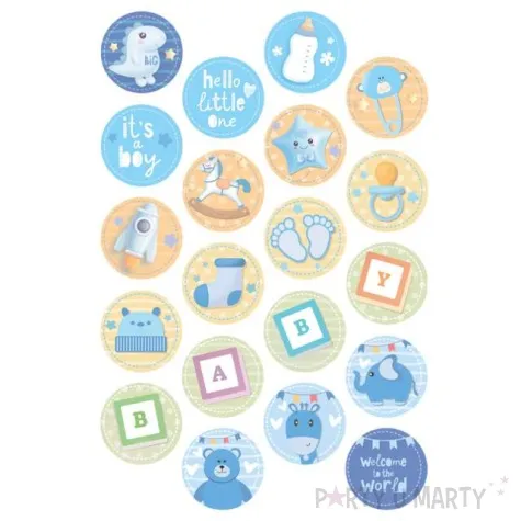 dekoracja na muffinki baby shower boy its a boy oplatki dekora 3 4 cm