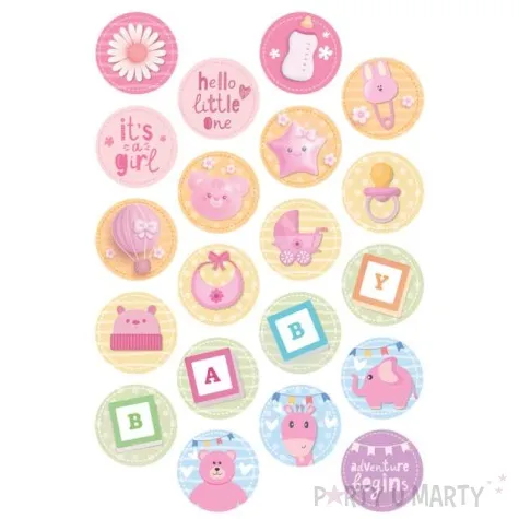 dekoracja na muffinki baby shower girl its a girl oplatki mix dekora 3 4 cm