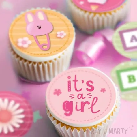 dekoracja na muffinki baby shower girl its a girl oplatki mix dekora 3 4 cm