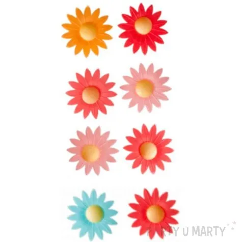 dekoracja na muffinki kwiaty pomaranczowy miks dekora 8 szt