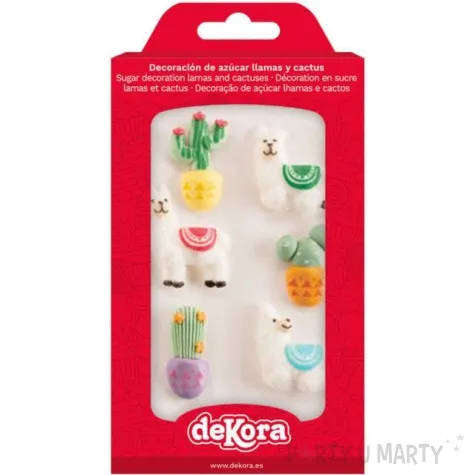 dekoracja na muffinki lama z kaktusem kolorowa dekora 6 szt