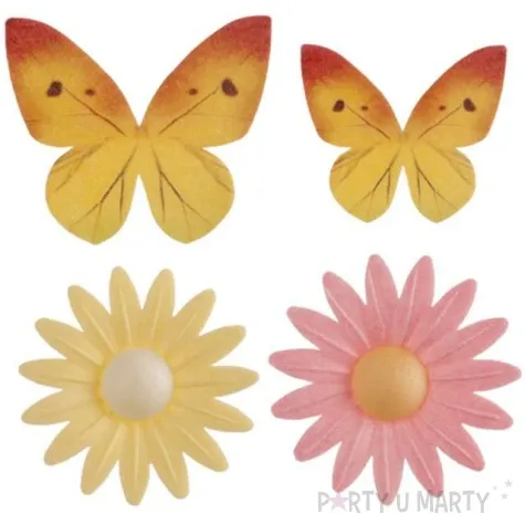 dekoracja na muffinki oplatki kwiatki kolorowa dekora 8 szt