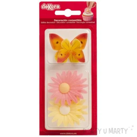 dekoracja na muffinki oplatki kwiatki kolorowa dekora 8 szt