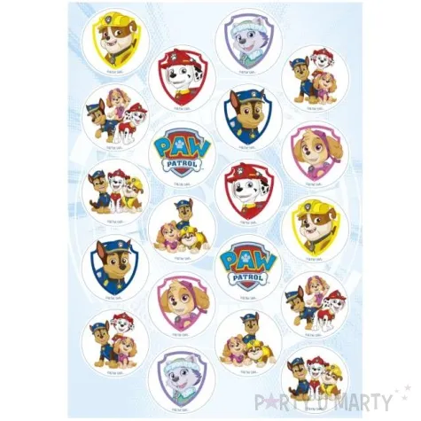 dekoracja na muffinki oplatki psi patrol dekora 3 4 cm 20 szt