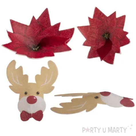 dekoracja na muffinki renifer i gwiazda betlejemska mix dekora 27 szt