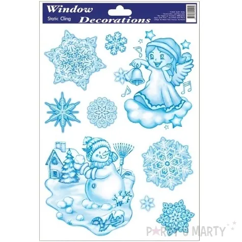 dekoracja na okno aniolek balwanek i sniezynki aliga