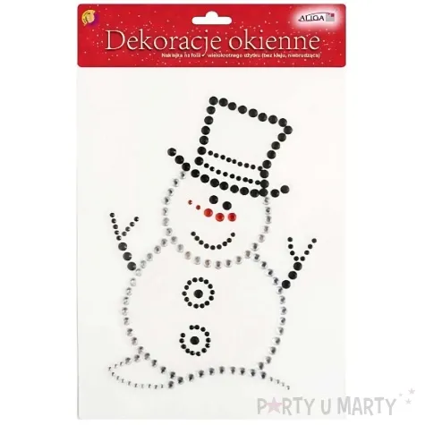 dekoracja na okno balwanek z cekinow aliga 29 5x21 cm