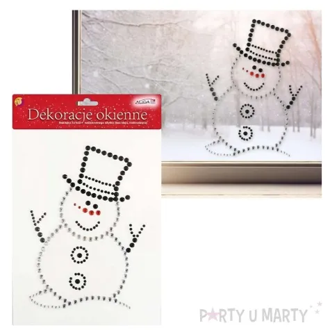 dekoracja na okno balwanek z cekinow aliga 29 5x21 cm