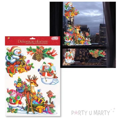 dekoracja na okno balwanki z prezentami aliga 38x30 cm