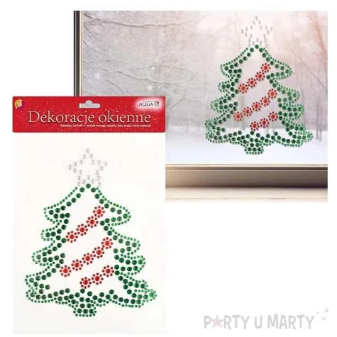 dekoracja na okno choinka z cekinow aliga 29 5x21 cm