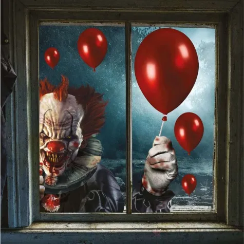 dekoracja na okno klaun z balonikami guirca 2 szt