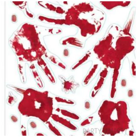 dekoracja na okno krwawe rece bialo czerwone amscan 23 szt