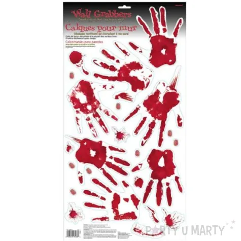 dekoracja na okno krwawe rece bialo czerwone amscan 23 szt