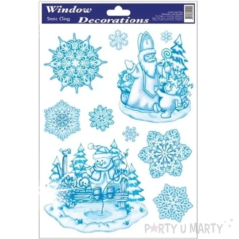 dekoracja na okno mikolaj balwanek i sniezynki aliga