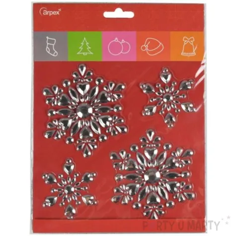 dekoracja na okno samoprzylepne platki sniegu srebrne arpex 4 szt
