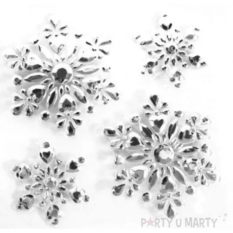 dekoracja na okno samoprzylepne platki sniegu srebrne arpex 4 szt