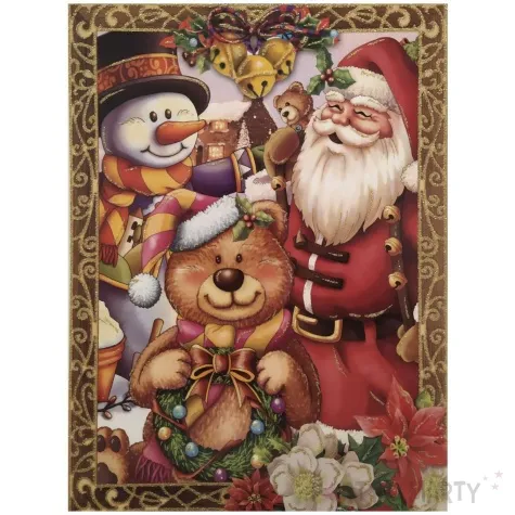 dekoracja na okno swiateczny balwanek mikolaj i mis witraz aliga 30x20 cm