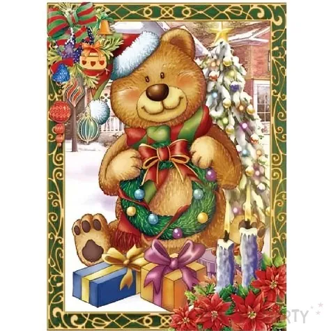 dekoracja na okno swiateczny mis z prezentami witraz aliga 30x20 cm