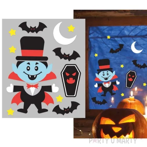 dekoracja na okno wampir z trumna guirca 11 szt