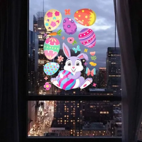 dekoracja na okno wielkanoc fioletowy zajac aliga 22 szt