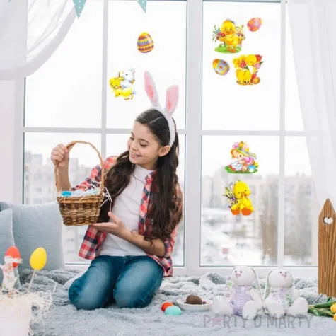 dekoracja na okno wielkanoc kurczaczki pisanki kwiatki aliga 11 szt