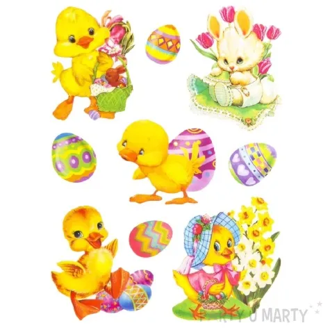 dekoracja na okno wielkanoc kurczaki i zajaczek aliga 9 szt