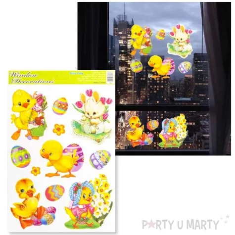 dekoracja na okno wielkanoc kurczaki i zajaczek aliga 9 szt