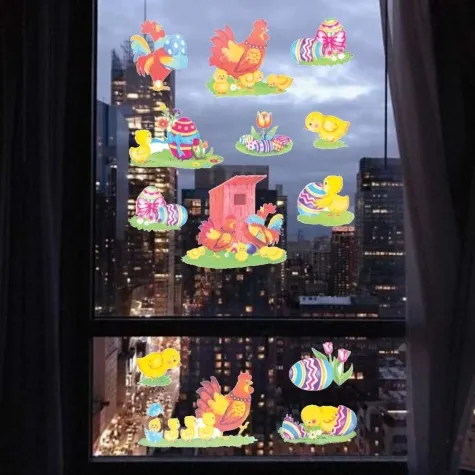 dekoracja na okno wielkanoc kurczaki kury i pisanki aliga 9 szt