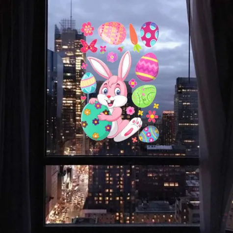 dekoracja na okno wielkanoc rozowy zajaczek aliga 21 szt