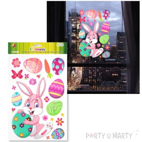 dekoracja na okno wielkanoc rozowy zajaczek aliga 21 szt