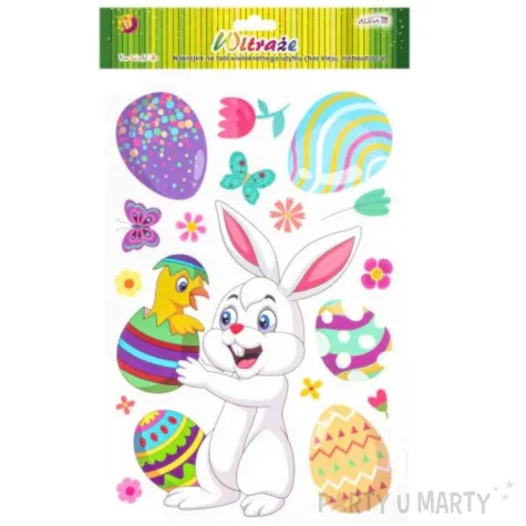 dekoracja na okno wielkanoc zajaczek trzymajacy kurczaczka aliga 17 szt