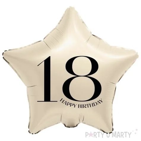 dekoracja na osiemnastke 18 urodziny balon foliowy gwiazda liczba 18 cyfra kremowy 18 dgt